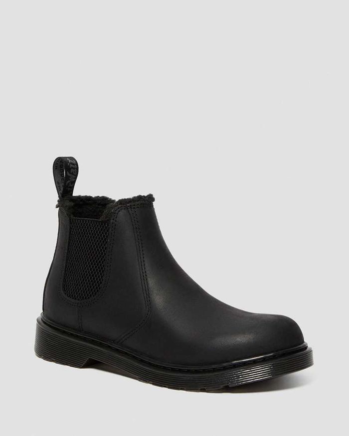 Dr Martens Støvler Barn Svart Youth 2976 Faux Fur Lined Chelsea 7890GAZUY